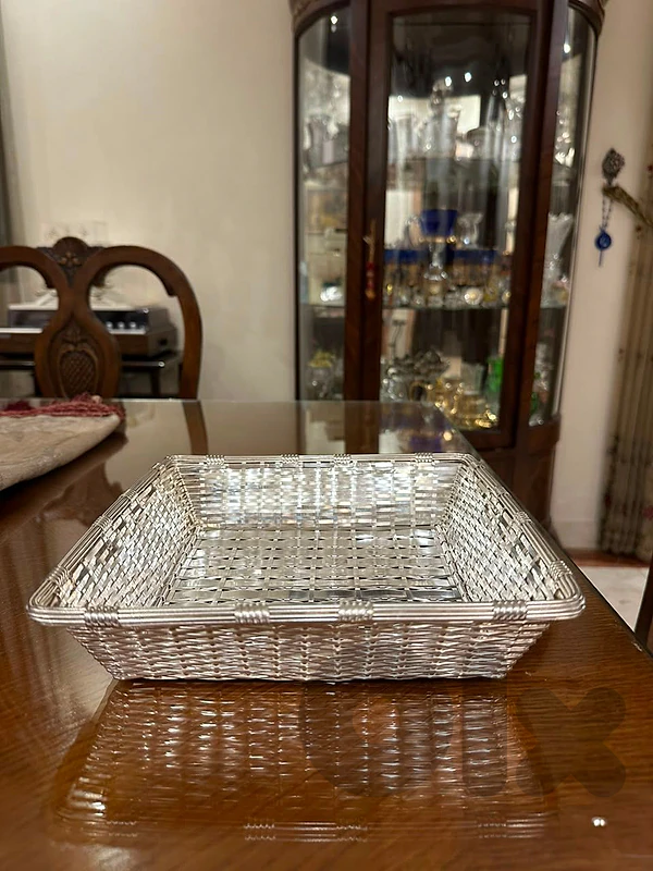 christofle France silver plated metal braided bread basket