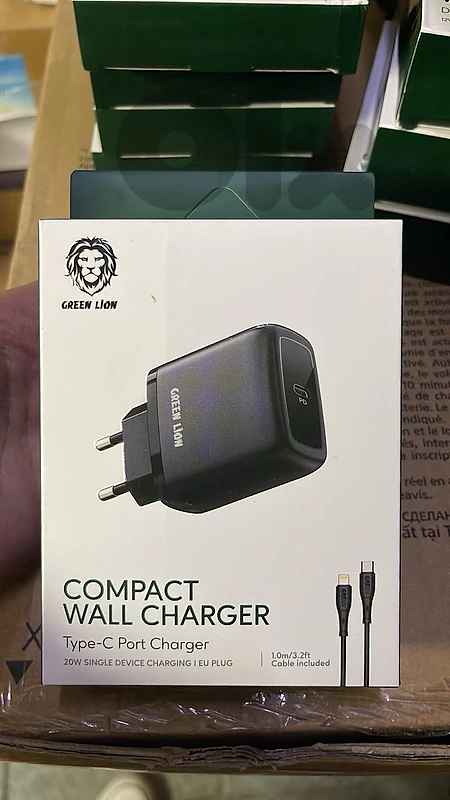 Green lion compact wall charger type-c port charger 20w cable type-c