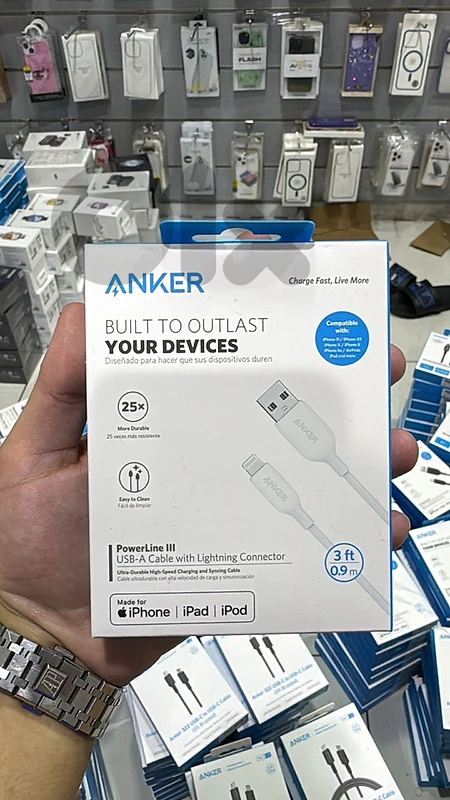 Anker powerline III usb-a to lighting cable 3ft white