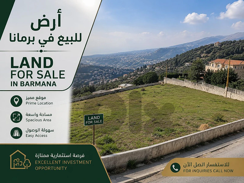 Land for sale Broumanna Prime Location أرض للبيع برمانا