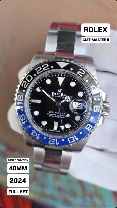 Rolex, GMT-MASTER II, Batman, Full set, 2024