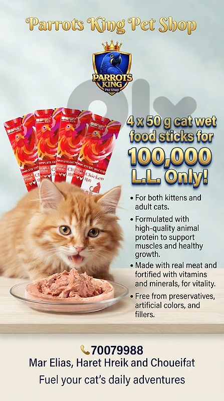 4 x 50g  Wet Cat Food Sticks