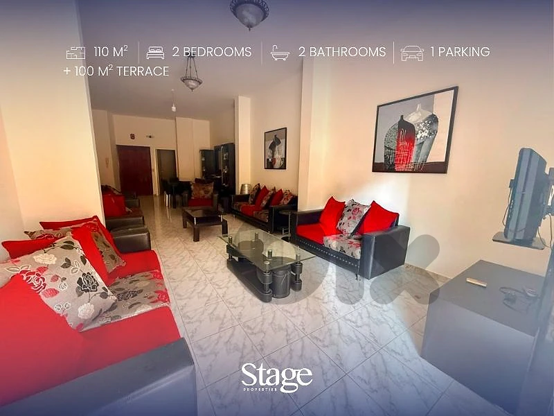 Furnished 110 SQM Apartment with Terrace for Rent in Mazraat Yachouh