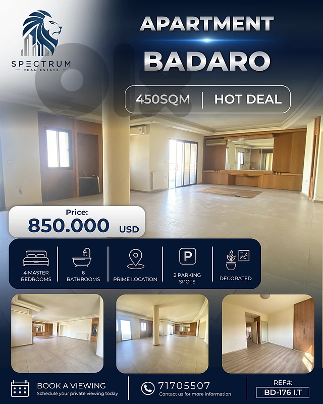 HOT DEAL ! APT IN BADARO PRIME | 450SQ | 4 MASTER BEDS | BD-176