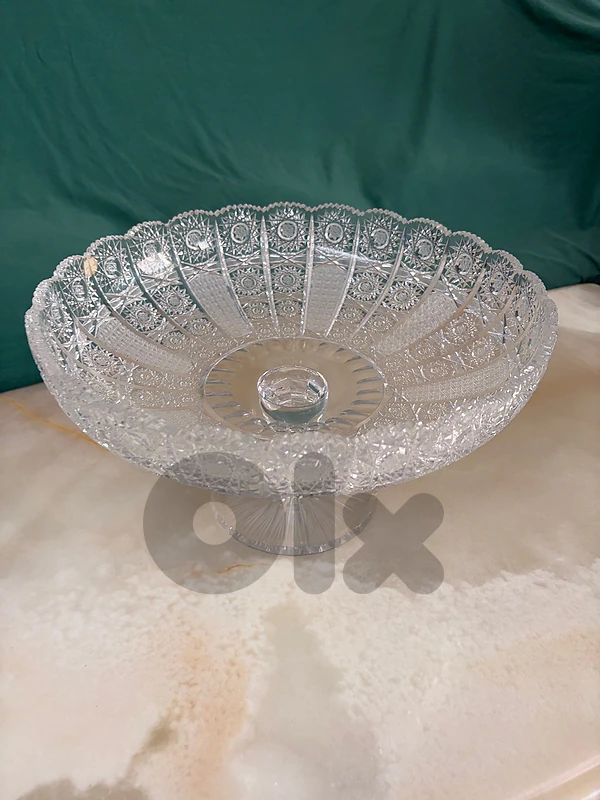 Vintage Bohemian Style Crystal Pedestal Bowl 33cm