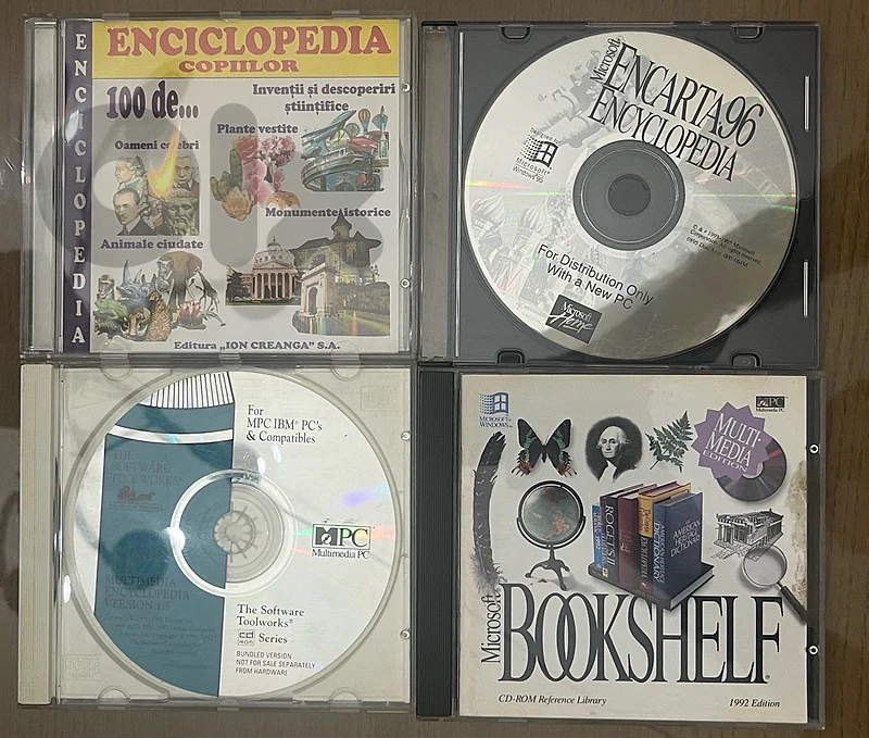 Vintage 90s Reference PC CD-ROM Lot (Encarta 96, Bookshelf, Toolworks)