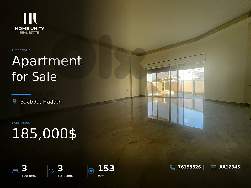 Ready to move in , 3-bedrooms Apartment for Sale in Hadath ,baabda