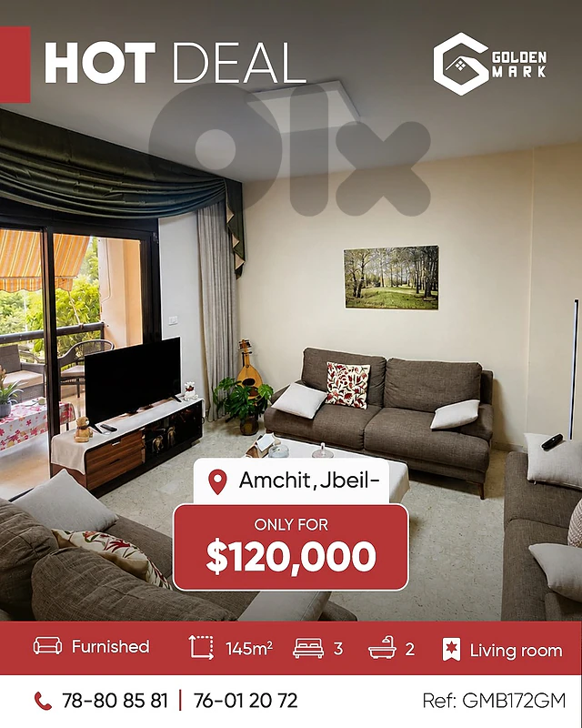 GMB172GM - Apartment For Sale In Amchit - شقة للبيع في عمشيت GMB172GM - Apartment For Sale In Amchit - شقة للبيع في عمشيت