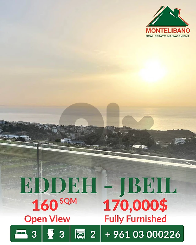 160 sqm Apartment For Sale in Eddeh Jbeil إده with Open View