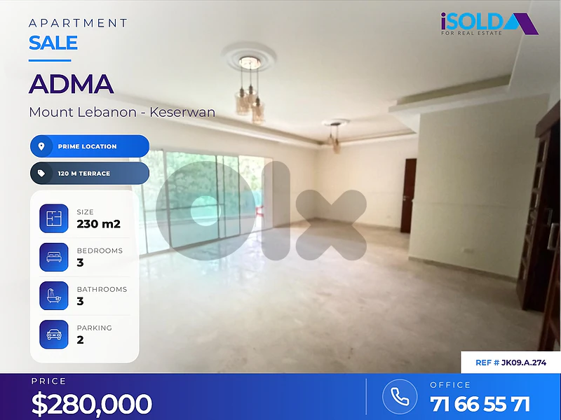 A 190 m2 apartment with a terrace for sale in Adma A 190 m2 apartment with a terrace for sale in Adma