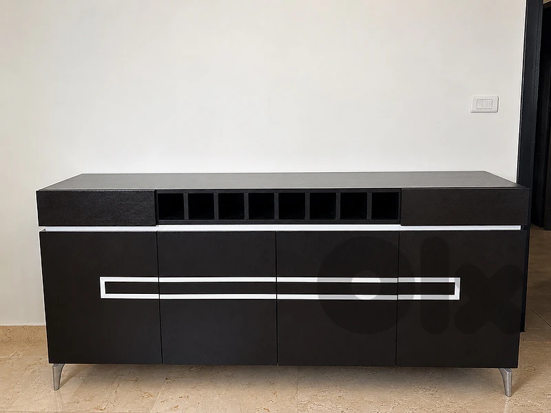 Modern Black Wooden Bar Cabinet / Sideboard with Wine Storage