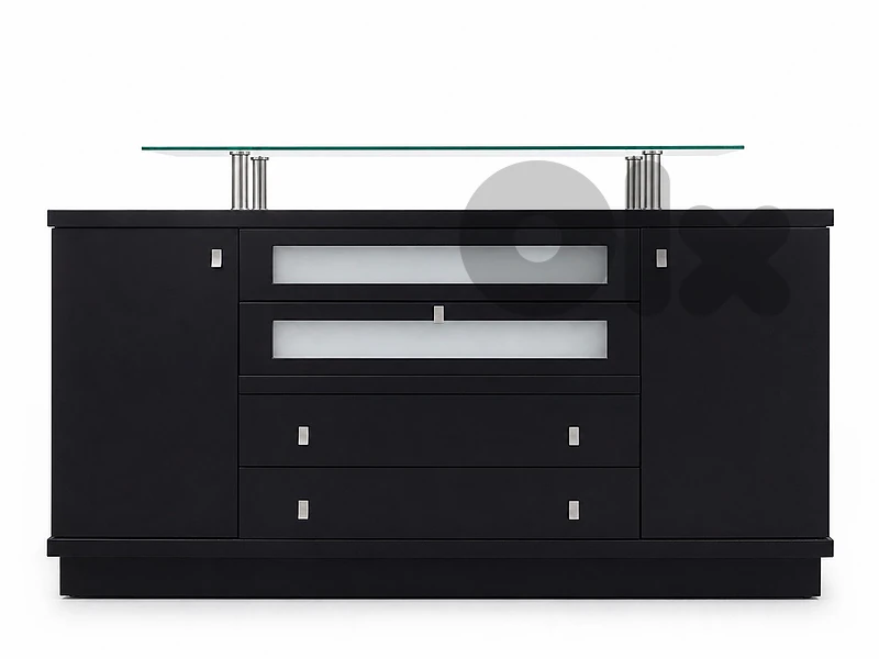 Black Sideboard with Glass Shelf