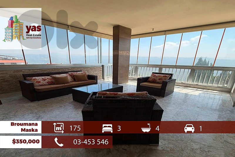 Broumana/Maska 175m2 | New Flat | Decorated | Prime Location | TCH