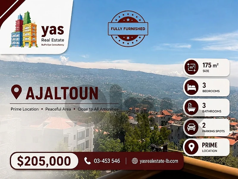Ajaltoun 175m2 | Fully Furnished | Panoramic View | Prime LocatIon|WA