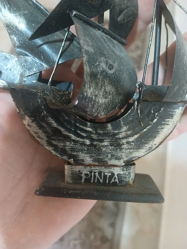 vintage pinta metal boat christopher columbus story since 1492 انتيك