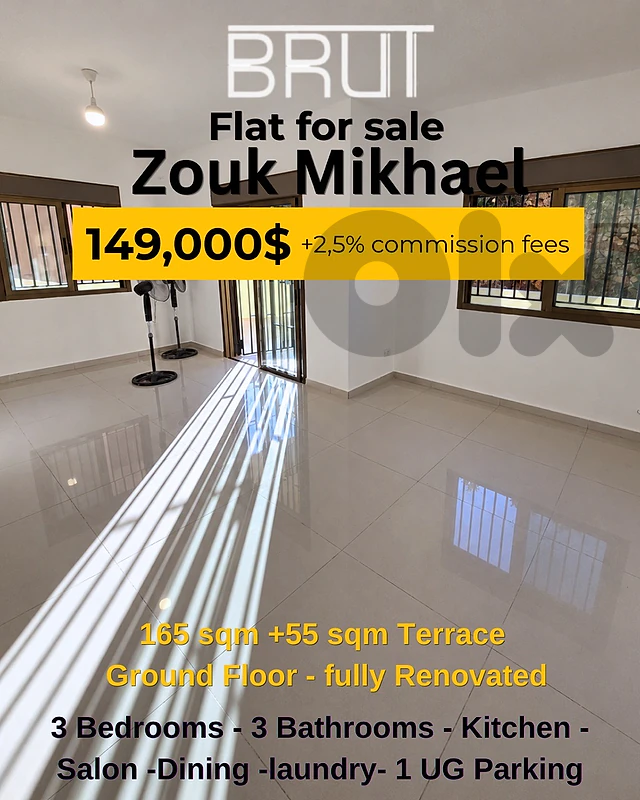 amazing 165 sqm +50 sqm Terrace Renovated Apartment in Zouk Mikhael