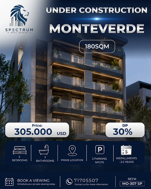 UNDER CONSTRUCTION | 30% DP | 1700$/Sq | MONTEVERDE PRIME, (MO-307) SP