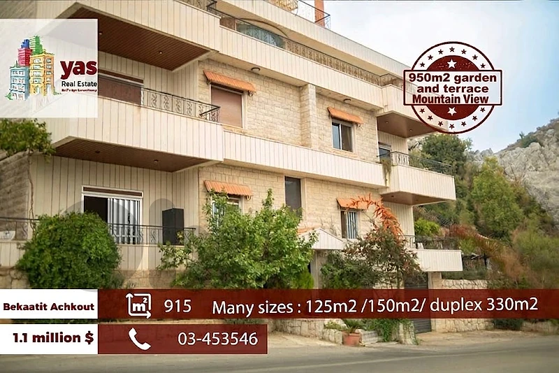Bekaatit Achkout 915m2 | 950m2 Garden | Many Sizes | Building | DA