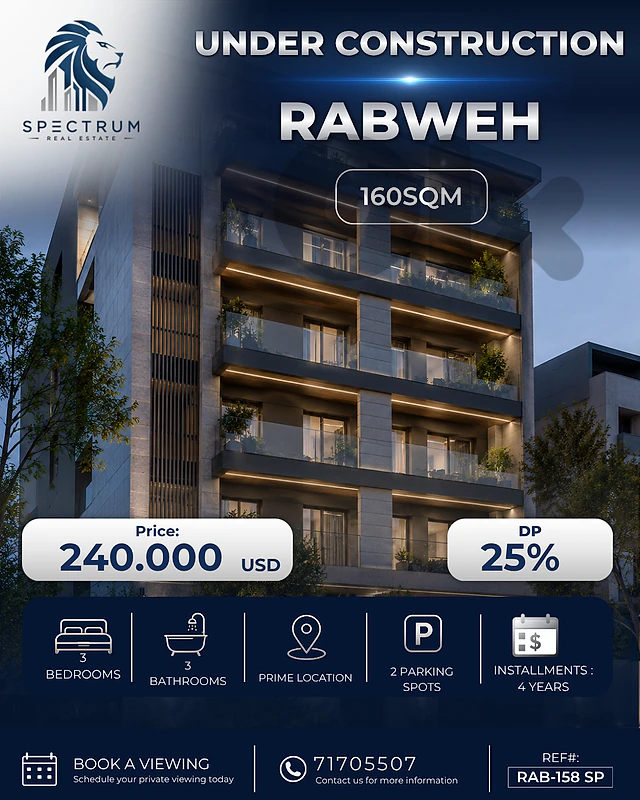 UNDER CONSTRUCTION | 25% DP | 4 YEARS P.F | RABWEH, (RAB-158) SP