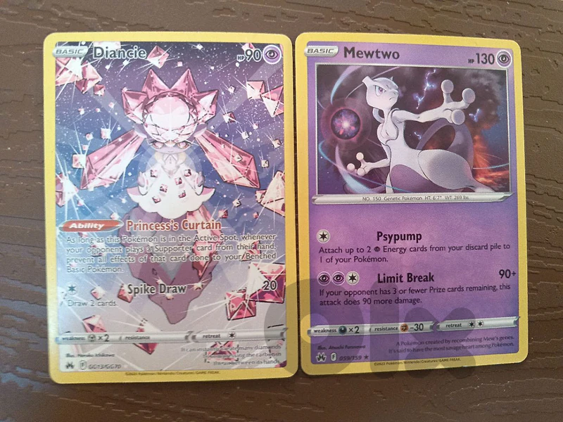 pokemon cards original Mewtwo and Dancie (full art)