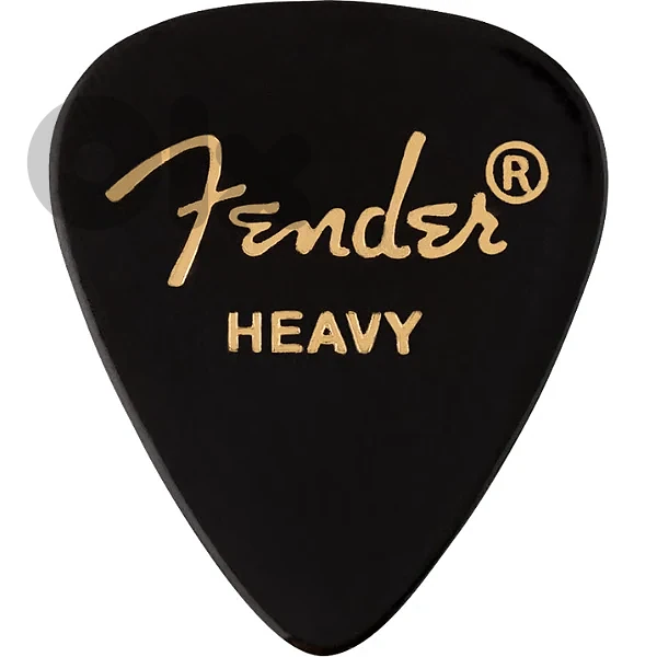 Fender Classic Celluloid Pick, Black, 351 Shape, Heavy