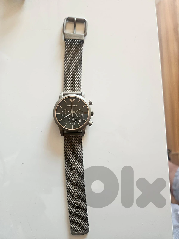Emporio Armani Chronograph Watch – Gunmetal Grey, Mesh Strap (No Box/P