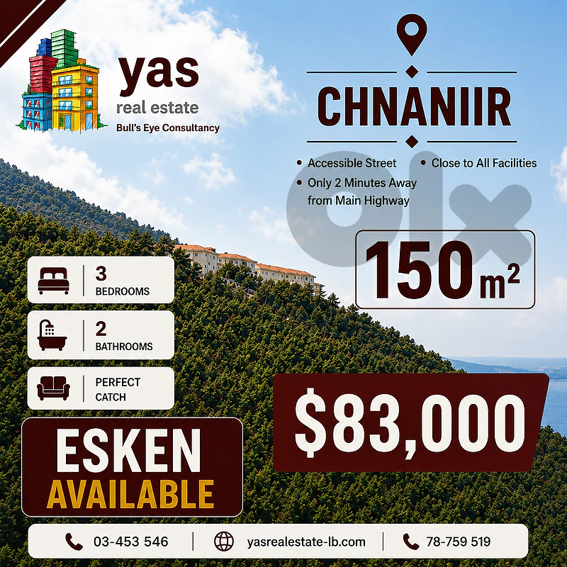 Chnaniir 150m2 | ESKEN AVAILABLE | Sea & Mountain View | EW |