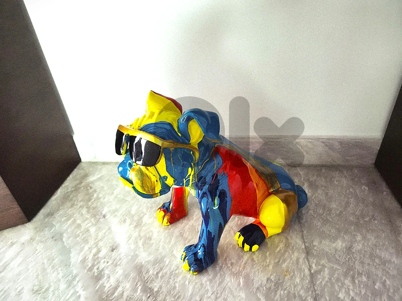 Dog Resin 40 x 35 x 22 cm Graffiti Sculpture Abstract Design