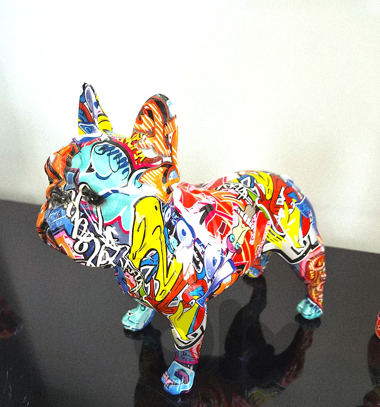 Dog Resin 25 x 25 x 13 cm Graffiti Sculpture Abstract Design