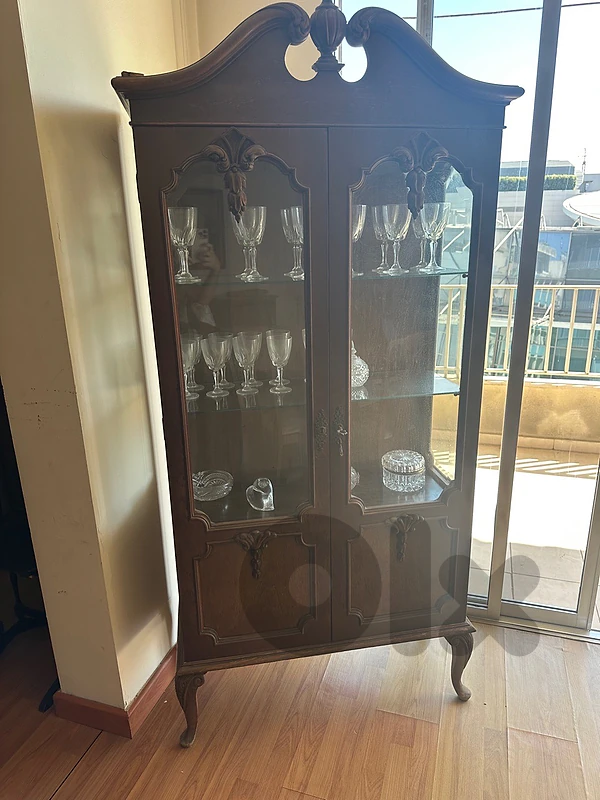 vintage wooden display cabinet
