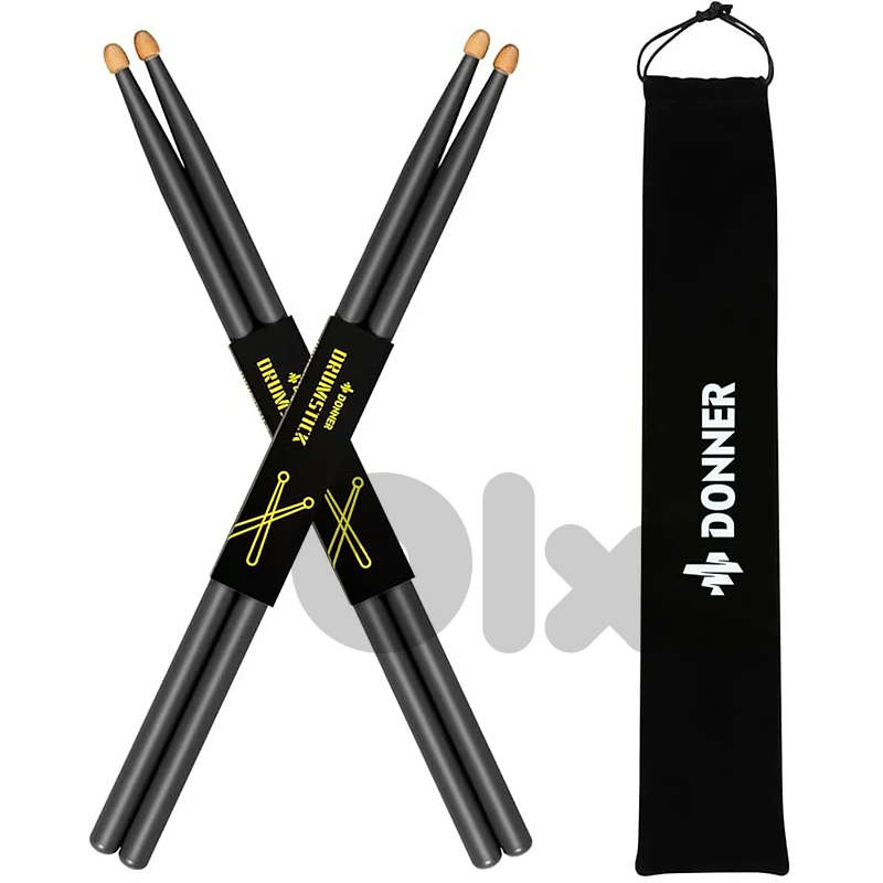Donner Black Drum Sticks 5A Classic Maple Wood 2 Pair