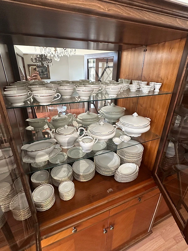 porcelain dinner and tea set with gold trim
