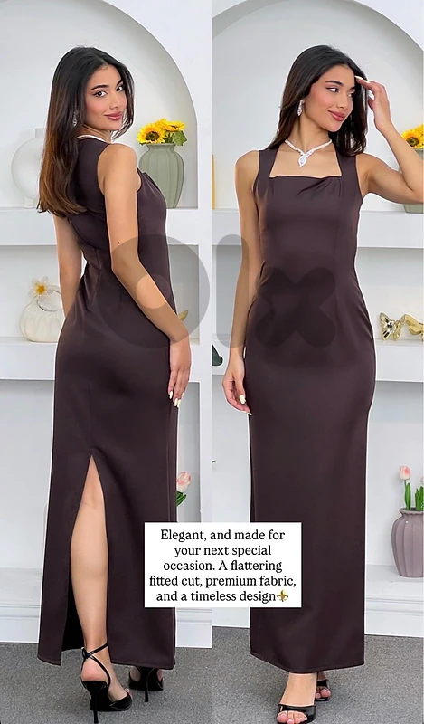 Long Burgundy Sleeveless Dress with Back Slit