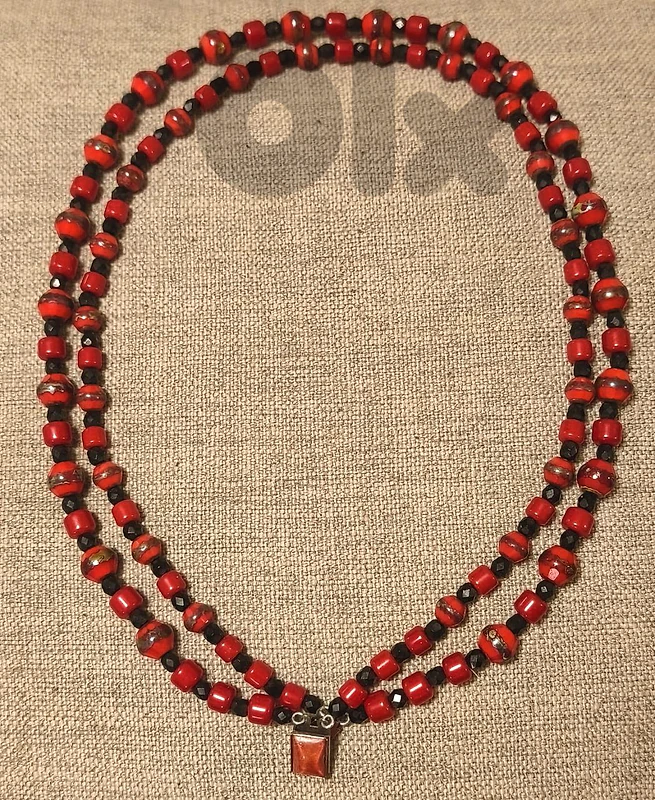 Red and black beaded necklace