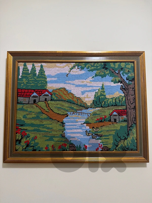 Handmade Needlepoint Landscape Tapestry