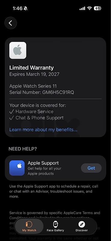 46mm series 11 gps box warranty