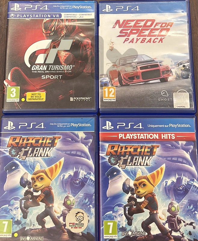 Gran Turismo- Need for speed payback- Ratchet Clank