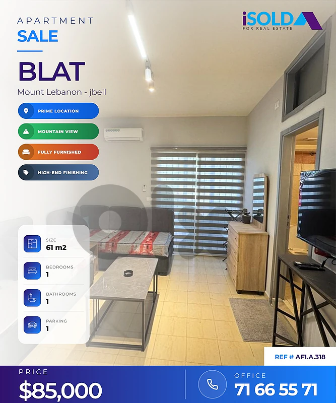 Fully Furnished & Decorated Studio for Sale Near LAU | 6,3% ROI