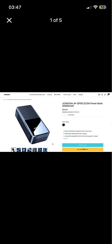 Power Bank Joyroom JR-QP193, 30000mAh, 22.5W