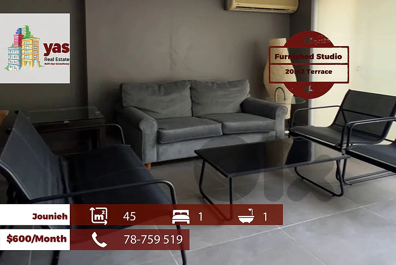 Jounieh 45m2 | 20m2 Terrace | Furnished Studio | Rent | Luxury | RH Jounieh 45m2 | 20m2 Terrace | Furnished Studio | Rent | Luxury | RH
