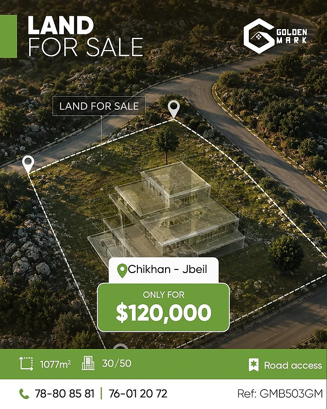 GMB503GM - Land for Sale in Chikhan - Jbeil أرض للبيع في شيخان - جبيل GMB503GM - Land for Sale in Chikhan - Jbeil أرض للبيع في شيخان - جبيل