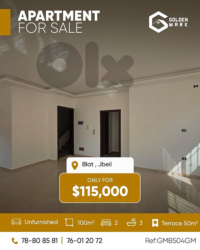 GMB504GM - Apartment For Sale In Blat - Jbeil  شقة للبيع في بلاط