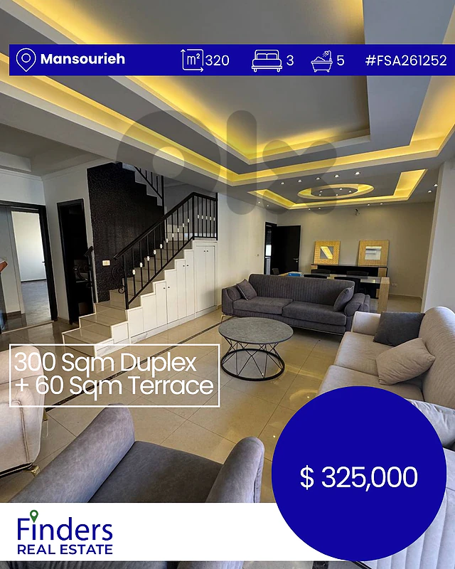 Duplex for sale in Mansourieh! دوبلكس للبيع في المنصورية!