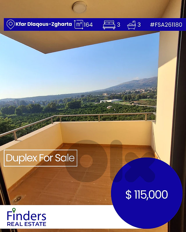 Duplex for sale in Kfar Dlaqous-Zgharta!دوبلكس للبيع في كفار دلقوس - ز