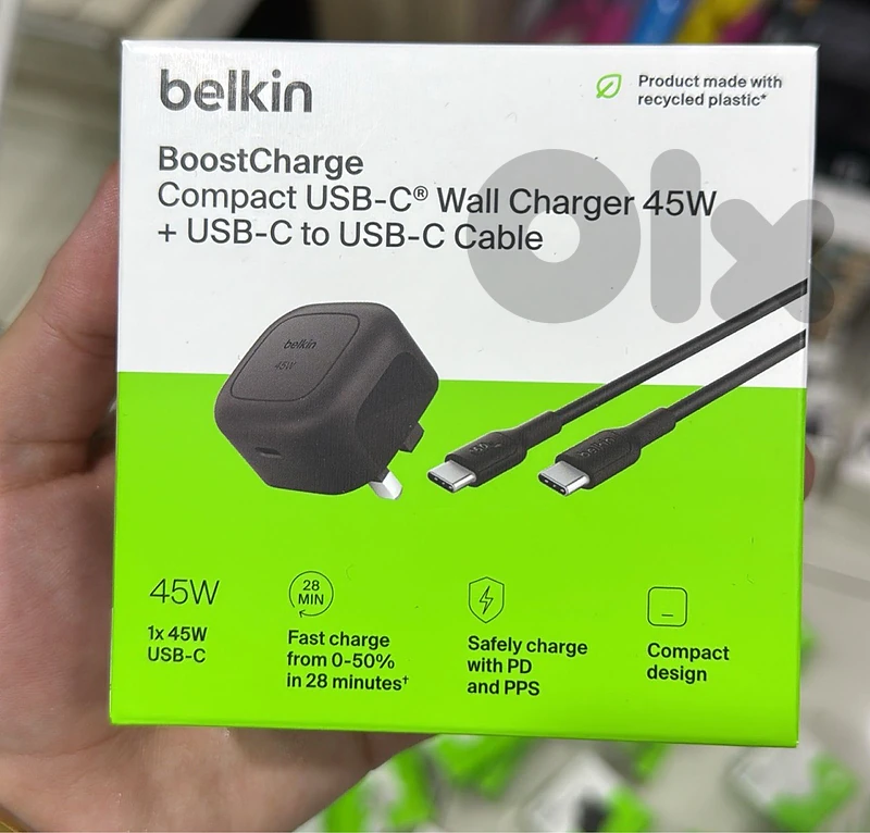 Belkin Boostcharge compact usb-c wall charger 45w 3pin charger