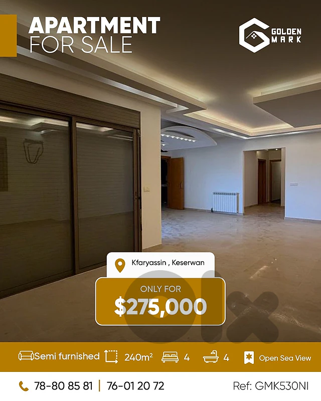 GMK530NI - Apartment For Sale In Kfaryassin  - شقة للبيع في كفرياسين