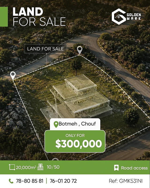 GMK531NI - Land for sale in Botmeh- Chouf - أرض للبيع في بطمة - الشوف
