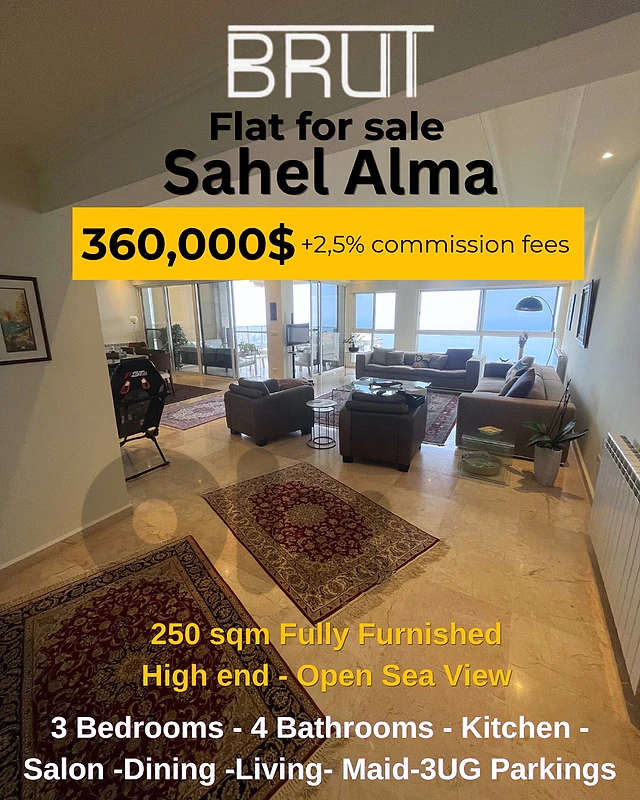 High end 250 Fully furnished apartment for sale in Sahel alma Jounieh