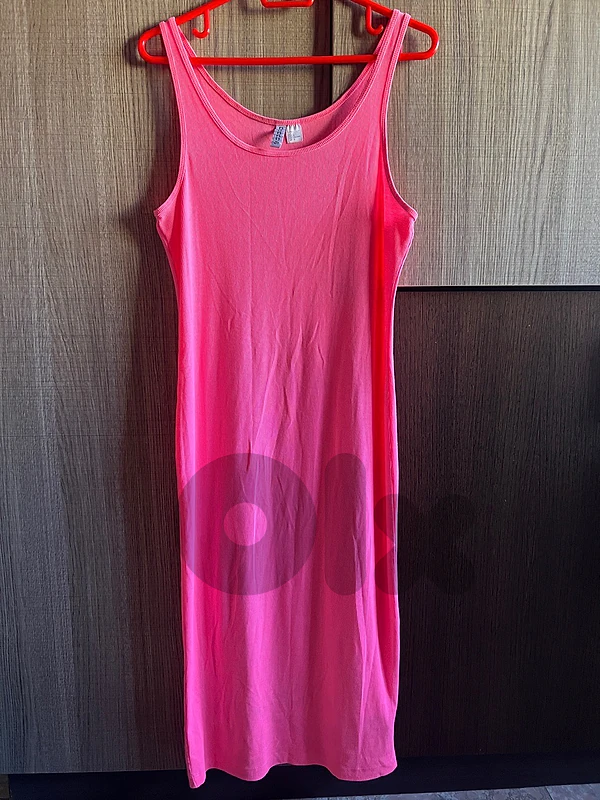 H&M DIVIDED Pink Ribbed Tank Midi Dress