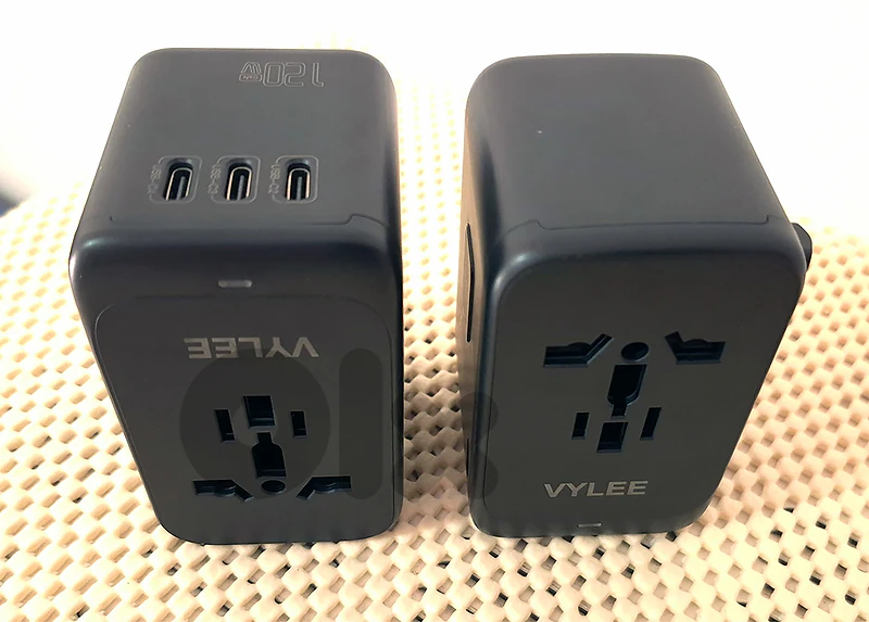 2 Universal Travel Adapters (120W) 4 Plugs, 4 USB-C & 1 USB-A Ports